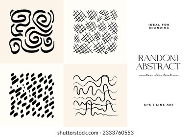Hand drawn scribbles vector set. Doodle, ink brush shapes, random chaotic lines. Charcoal pencil curly lines and squiggles, wide strokes. Black pencil sketches, drawings.