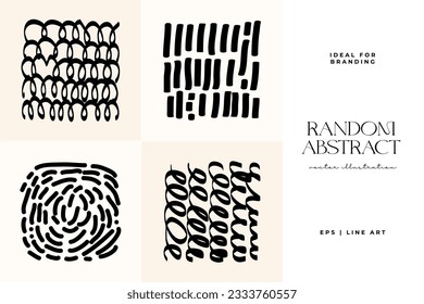 Hand drawn scribbles vector set. Doodle, ink brush shapes, random chaotic lines. Charcoal pencil curly lines and squiggles, wide strokes. Black pencil sketches, drawings.