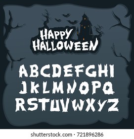 Hand Drawn Script Font For Halloween And Spooky Subjects. Unique Creepy Font In Vector Format