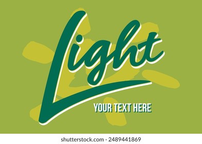 Logo dibujado a mano con la palabra 'Light' con un elemento de sol de pincel sobre un fondo verde lima