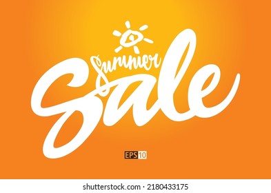 Diseño de afiche de la venta de verano con guión dibujado a mano