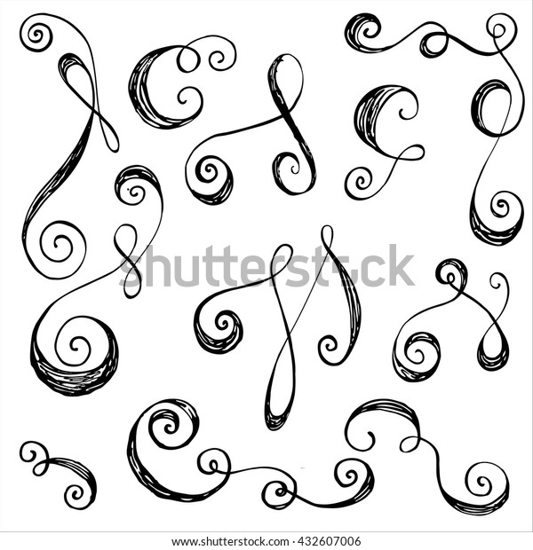 Hand drawn scroll elements. Grunge scrolls.Vector\
decorative elements. 