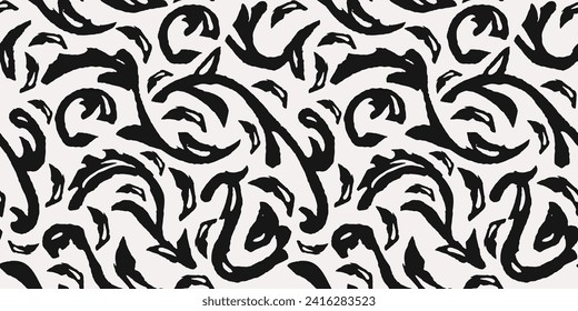 Desplazamiento a mano mínima línea abstracta formas orgánicas sin inconvenientes. Diseño de fondo barroco contemporáneo, impresión textil. Papel colgante recortado. Plantilla de diseño de moda.