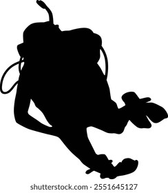 Hand drawn scuba diving silhouette illustration