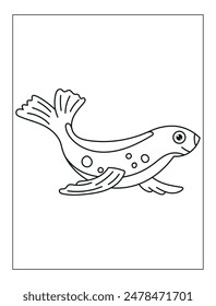 Hand Drawn Sea animal Outline Illustration for coloring page