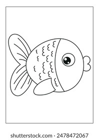 Hand Drawn Sea animal Outline Illustration for coloring page