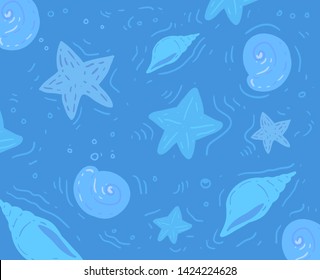 Hand drawn sea life background . sea vector illustration
