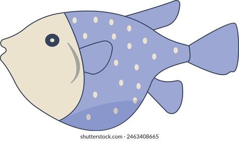 Hand Drawn Sea Life Illustration. Ocean Animals. Isolated Cartoon Design. 