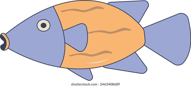 Hand Drawn Sea Life Illustration. Ocean Animals. Isolated Cartoon Design. 