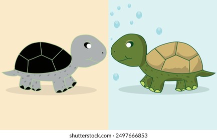 Hand drawn sea ocean Cute turtle vector illustration,Animal illustration turtle nature sea ocean vector marine isolated wild design wildlife.