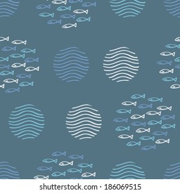 hand drawn sea seamless pattern