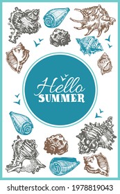 Cuello marino dibujado a mano. Ilustración para tu diseño. Ilustración vectorial. Hola verano