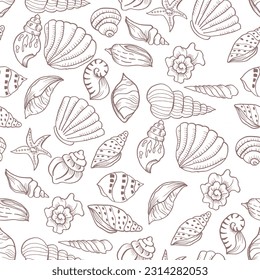 Hand Drawn Sea Shell Seamless Pattern