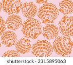 Hand drawn sea shells. Beautiful marine design elements, perfect for prints and patterns.Vector seamless pattern ,Design for fashion , fabric, textile, wallpaper , wrapping and all prints 