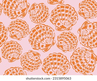 Hand drawn sea shells. Beautiful marine design elements, perfect for prints and patterns.Vector seamless pattern ,Design for fashion , fabric, textile, wallpaper , wrapping and all prints 