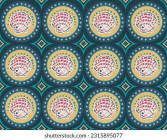 Hand drawn sea shells. Beautiful marine design elements, perfect for prints and patterns.Vector seamless pattern ,Design for fashion , fabric, textile, wallpaper , wrapping and all prints 