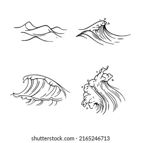 Ilustración de ondas de tormenta por mar dibujadas a mano