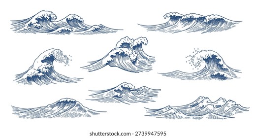 Hand drawn sea waves