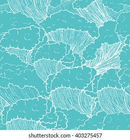 hand drawn sea waves seamless pattern. cute cartoon style