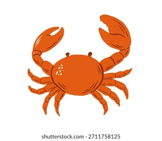 Ilustração desenhada à mão do vetor do caranguejo de frutos do mar