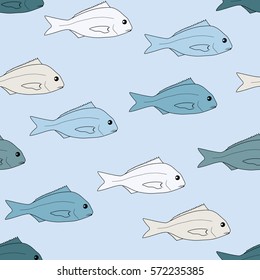 hand drawn seafood image. Vector illustration of dorado fish. EPS 8