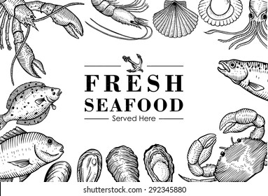 Hand drawn seafood menu