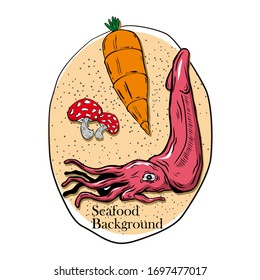 Diseño del menú de mariscos de mano Dibuja