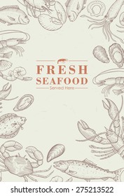 Hand drawn of seafood menu, vector