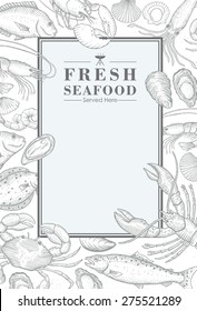 Hand drawn of seafood menu, vector