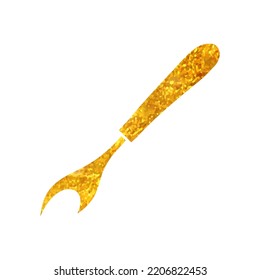 Hand Drawn Seam Ripper Icon In Gold Foil Texture Vector Illustration