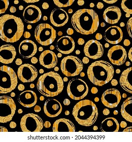 Hand drawn seamles pattern with textured circles klimt. Uneven polka dot design, Vector illustration.