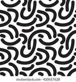 Handgezeichnet nahtlose abstrakte kreative Muster. Skizzagiger schwarz-weißer Vektorillustration-Hintergrund mit dicken Druckfarben, Verpackungsdesign, Umhüllung, Stoffdruck