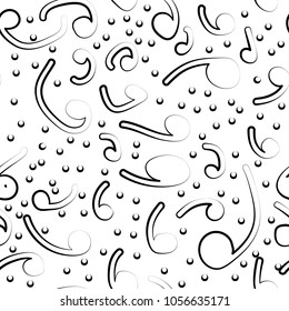 Hand drawn seamless abstract dot and line pattern. Abstract vector background