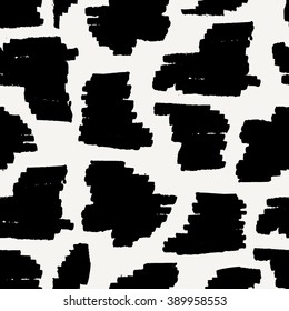 Hand drawn seamless abstract pattern in black on cream background.