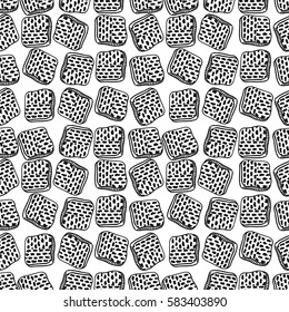 Hand drawn seamless abstract pattern. Black and white vector background in doodle style, design for prints, T-shirt, textile.