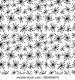 Hand drawn seamless abstract pattern. Black and white vector background in doodle style, design for prints, T-shirt, textile.