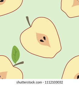 hand drawn seamless apple pattern on light background