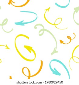 Hand Drawn Seamless Arrow Pattern Background.  Illustration for fabric, background, wallpaper, scrapbooking projects for kids.