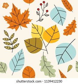 Hand drawn of Seamless autumn pattern