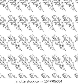 Hand drawn seamless autumn pattern. Decorative oak leaves of different shapes with details on a white isolate. Design for textile decor, wallpaper. stock graphics. Botanical Autumn Illustration