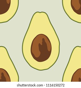 hand drawn seamless avocado pattern on light background