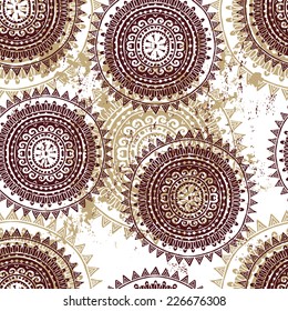 Hand drawn  seamless background in folkloric style.  All objects are conveniently grouped  and are easily editable.