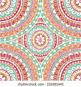 Hand drawn  seamless background in indian style.  All objects are conveniently grouped  and are easily editable.
