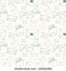 hand drawn seamless background with letters, vector illustration