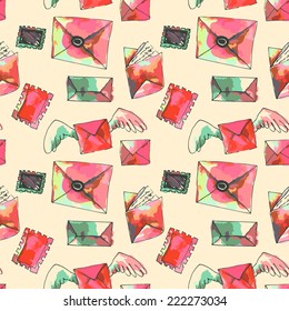hand drawn seamless background with letters, vector illustration