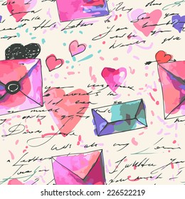 hand drawn seamless background with letters, vector illustration
