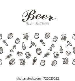 Hand drawn seamless background with space for logo of beer.