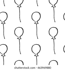 Hand drawn seamless ballon pattern. Ink vector illustration.