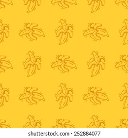 Hand drawn seamless banana fruit pattern