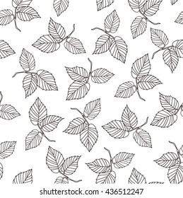 Hand Drawn Seamless Basil Leaves Pattern